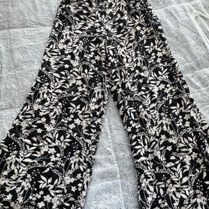 Black & White Floral Wide Leg Pants